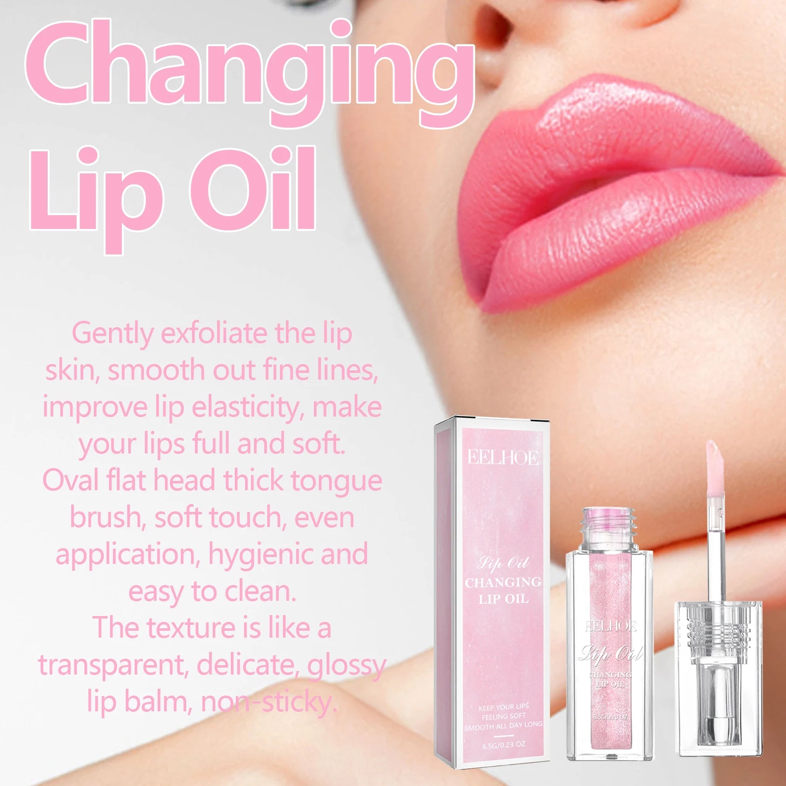 Color Changing Lip Oil Fades ＆ Smoothes Fine Lines On The Lips Moisturizes ＆ Prevents Dryness ＆ Cracking Color Changing Lip Care Qme