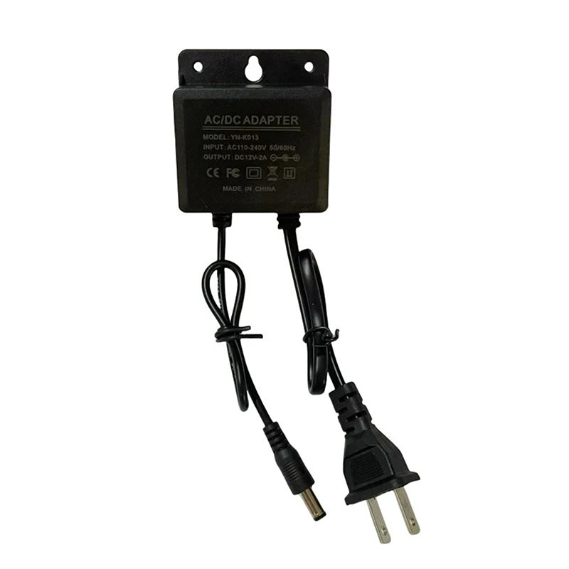 Waterproof Power Adapter NVR DVR EU US Plug DC12V 2A AC100V-240V Input Qme Black US Plug
