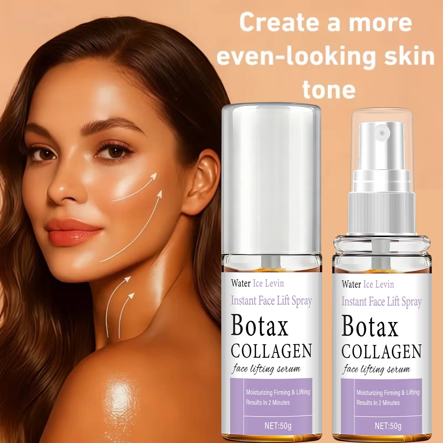 Instant Face Lift Spray with Collagen & Hyaluronic Acid - Fast-Acting Firming Serum for Moisturizing & Lifting Qme