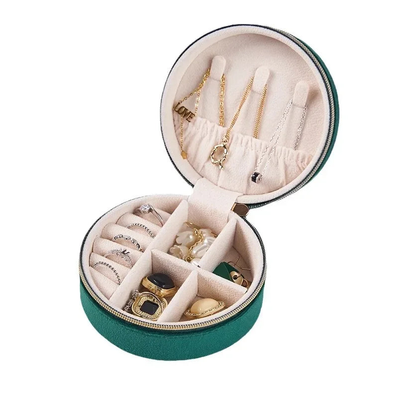Luxury Velvet Travel Jewelry Case - Zippered Portable Organizer for Necklaces Earrings & Accessories Perfect for Travel&Gifting Qme