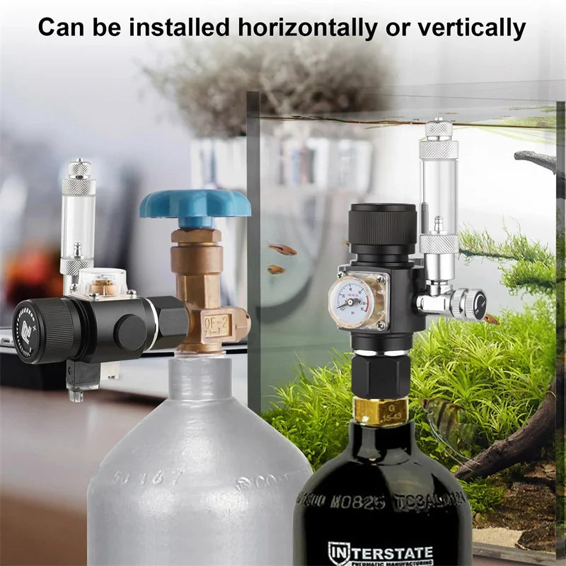 Fzone Mini Dual Stage Co2 Regulator Fish Tank Aquarium Solenoid Valve Bubble Counter Fishing Accessories Carbon Dioxide Reducer Qme