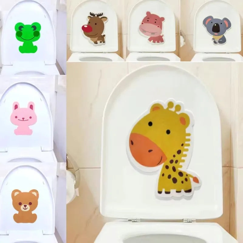 Cartoon Fragrant Toilet Stickers Self-Adhesive Wall Sticker for Kid Bathroom Washroom Decorative Deodorization Toilet Lid Decals Qme
