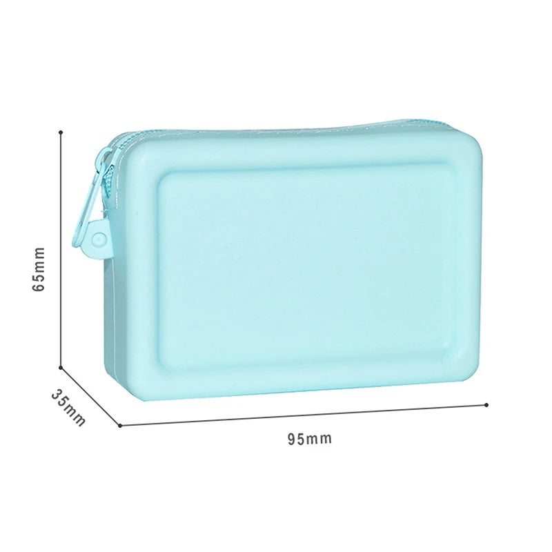Silicone Organizer Cosmetic Bag Waterproof Smooth Zipper Earphone Holder Color Wallet Coin Purse Portable Pouch Qme S Blue