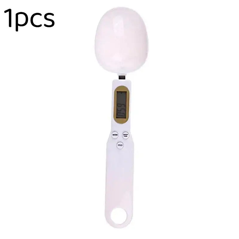 1 0 1- LCD Digital Food Scale Measuring Spoon Coffee Powder Milk Qme White