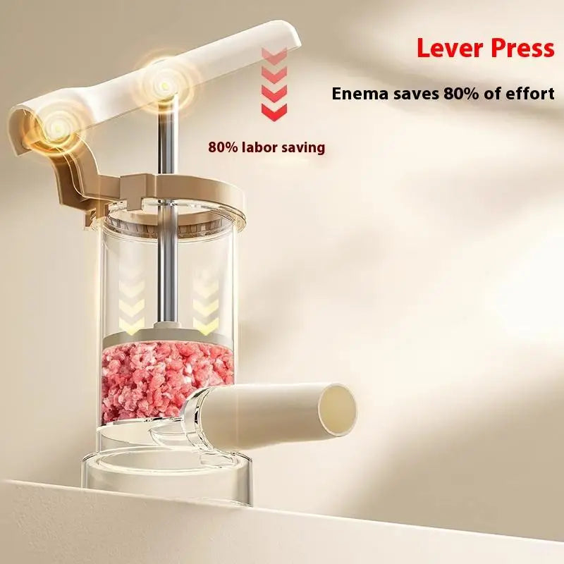 Homemade Sausage Maker With Stuffing Pipe Manual Fast Meat Stuffer Filling Machine Large Capacity Heavy Duty Kitchen Tools. Qme
