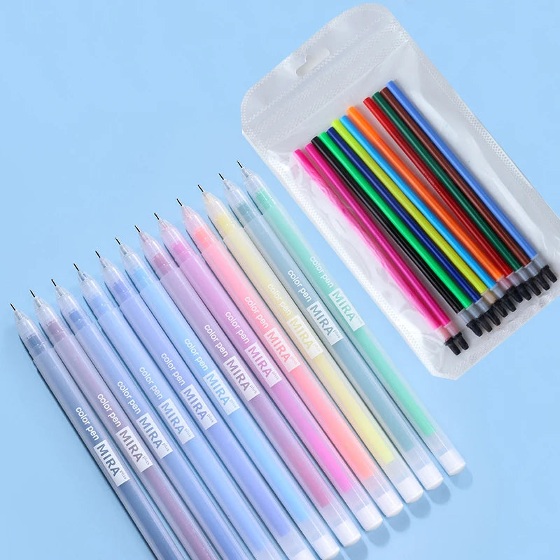 12-36 Pcs/Box Candy Color Gel Pen& Refill Set 0.5mm Kawaii for Multicolor Ballpoint Pen School Office Daily Writing Tools Qme