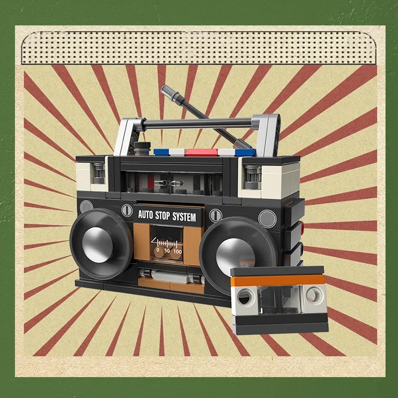 DIY Retro Electrical Appliances Furniture TV Computer Tape Walkman Play Game Consoles Radio Building Blocks Model Brick Set Toys Qme 156pcs(No Box)