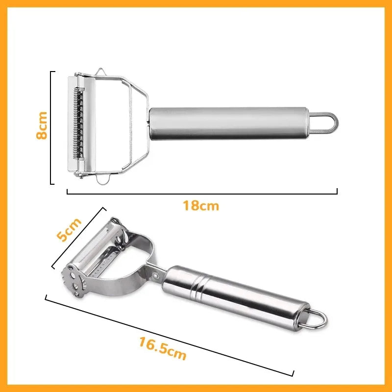 Kitchen Vegetable Peeler Stainless Steel Melon Planer Double-Head Peeler Household Multiple-Function Fruit And Vegetable Peeler Qme