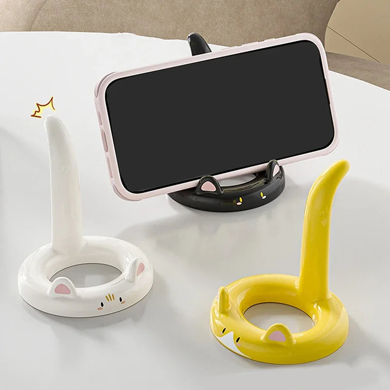 Cute And Sweet Cartoon Cat Mobile Phone Holder, Creative Desktop Mini Mobile Phone Holder, Can Be Used As A Decorative Ornament Qme