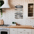 1SET Blessing the Food wooden wall hanging decoration, creative kitchenware design, warm home decoration for restaurant kitchen Qme Light Grey