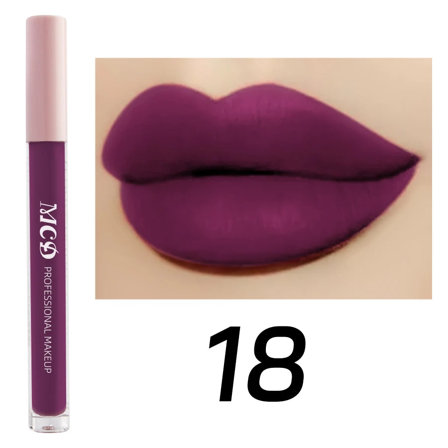 Dark Brown Matte Velvet Lip Gloss Waterproof Liquid Lipstick Nude Qme 18