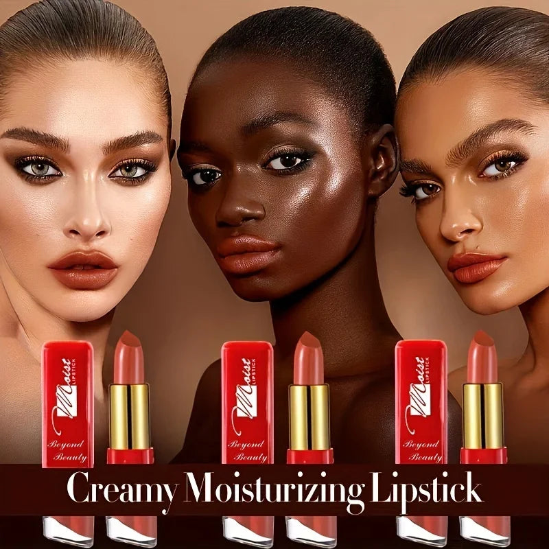 12 Colors Creamy Moisturizing Lipstick Long Lasting Leaning Tower Qme