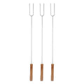 3Pcs BBQ Roasting Sticks Stainless Steel Barbecue Forks with Beech Wood Handle 47.2cm for Camping Outdoor Grill Qme 3111220149611
