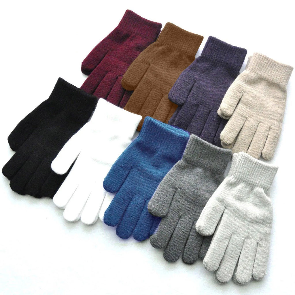 Adult Solid Color Knitted Gloves Outdoor Activity Sports Riding Warm Windproof Gloves Household Protective Gloves Qme