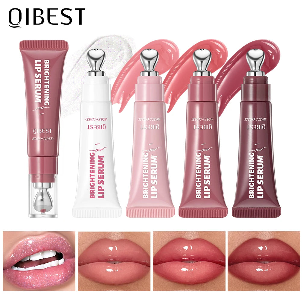 QIBEST Mirror Pearl Watery Crystal Jelly Lipgloss Lasting Moisturizing Lipstick Shine Glitter Lip Glaze Non Stick Cup Lip Makeup Qme