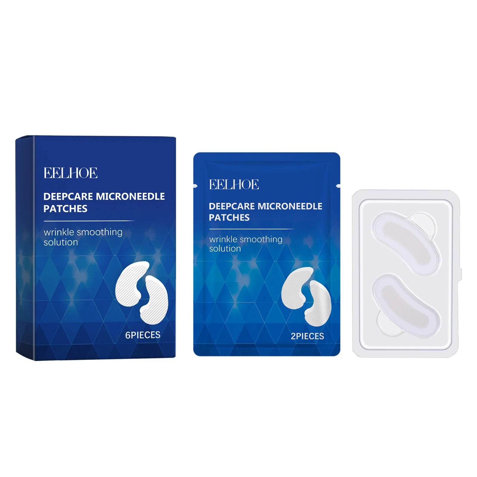0.25mm Hyaluronic Acid Microneedle Patches Reduce Dark Circles Improve Eye Bags Puffiness Hydrating Anti-Aging Eye Care Qme 6pieces Boxed