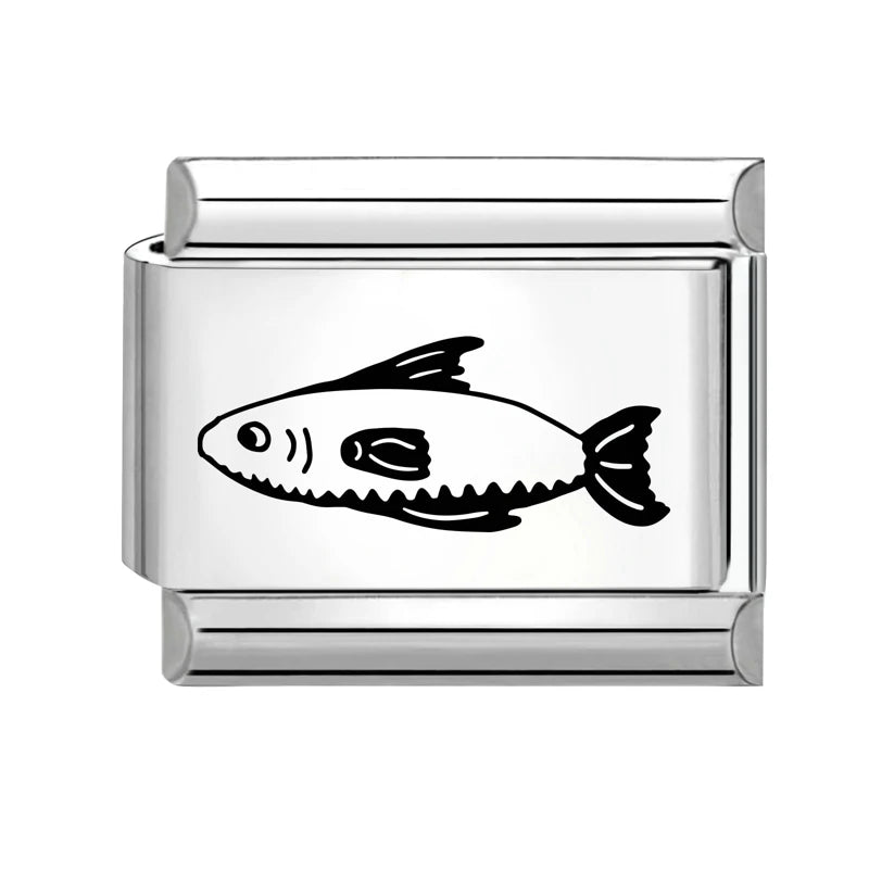 2026 Design Jellyfish Shell Pearl Turtle Laser Engraving Italian Charm Links Stainless Steel Fit 9mm Bracelet Jewelry DIY Making Qme Style 28