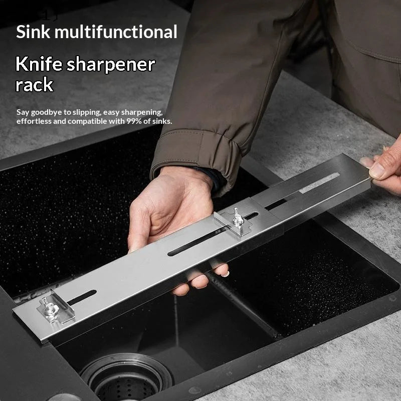 Stainless Steel Sink Sharpening Stone Holder Retractable Whetstone Qme