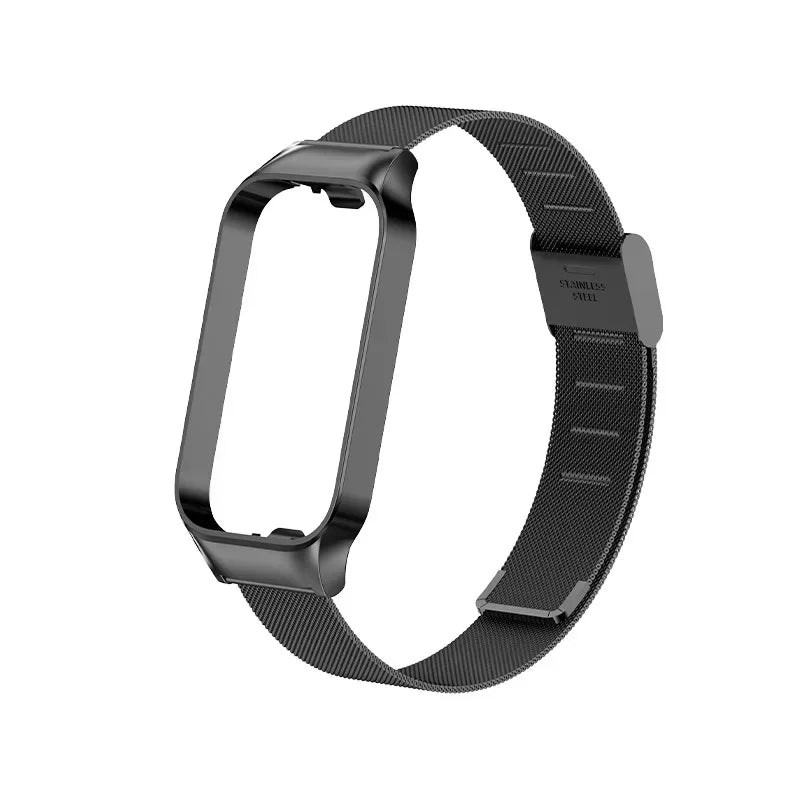 Strap For Xiaomi Mi Band 8 Active Bracelet for Xiaomi Smart Band 8 Active Stainless Steel Metal Watchband Mi Band 8 Active Qme Black for Redmi Band 2