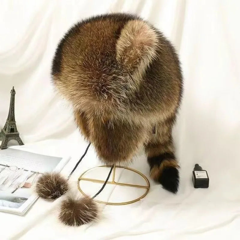Winter Raccoon Hat Ear Protection Mink Lei Feng Warm Children's Qme