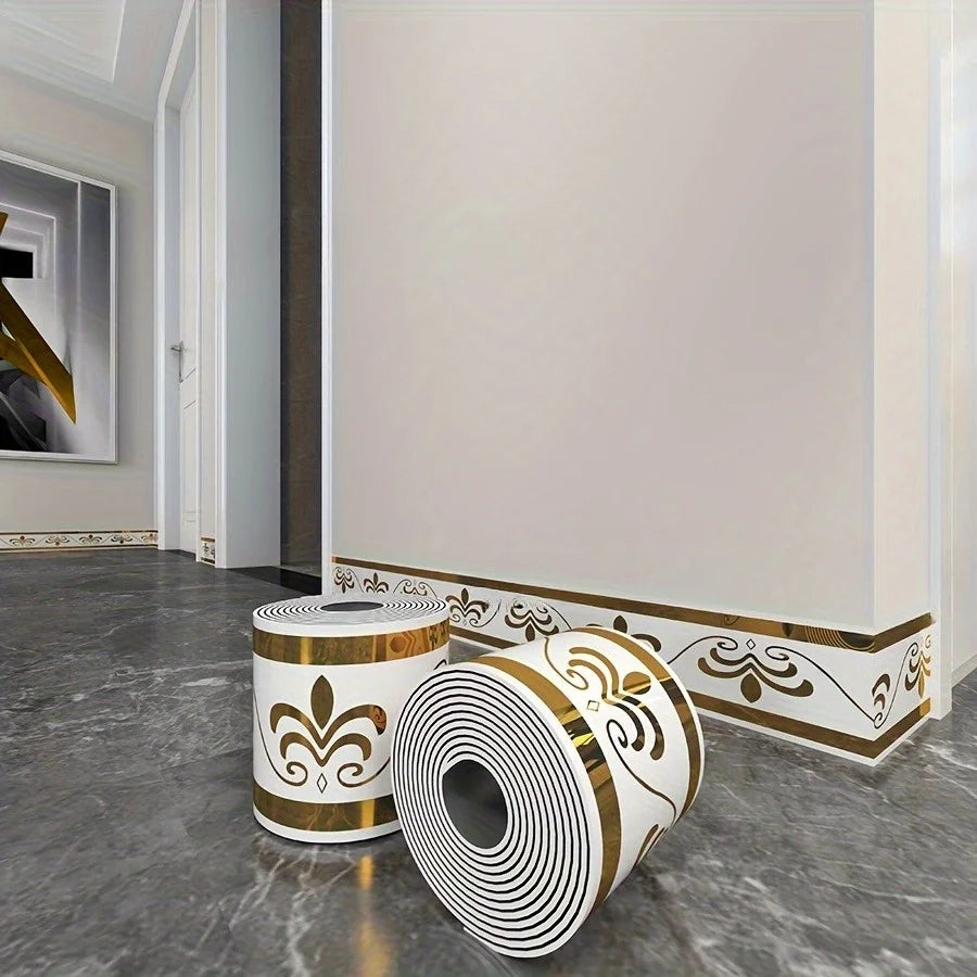Roll Up Self-Adhesive Skirting Board Anti-Collision and Waterproof Waistline Living Room and Bedroom Decorative Wall Stickers Qme DW-236 1pcs