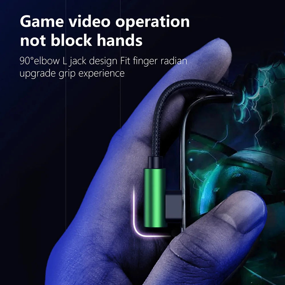 90° Jack Wired Gaming Headset HiFi Surround Sound With Mic Type C 3.5mm Music Headphones For iPhone Huawei In-ear Bass Earphones Qme
