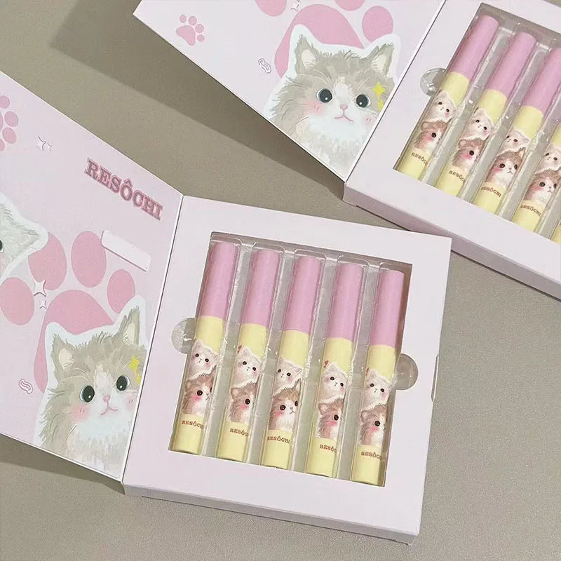 Lip Mud Kawaii Cat Velvet Nude Lipstick Matte Texture Silky Easy Qme