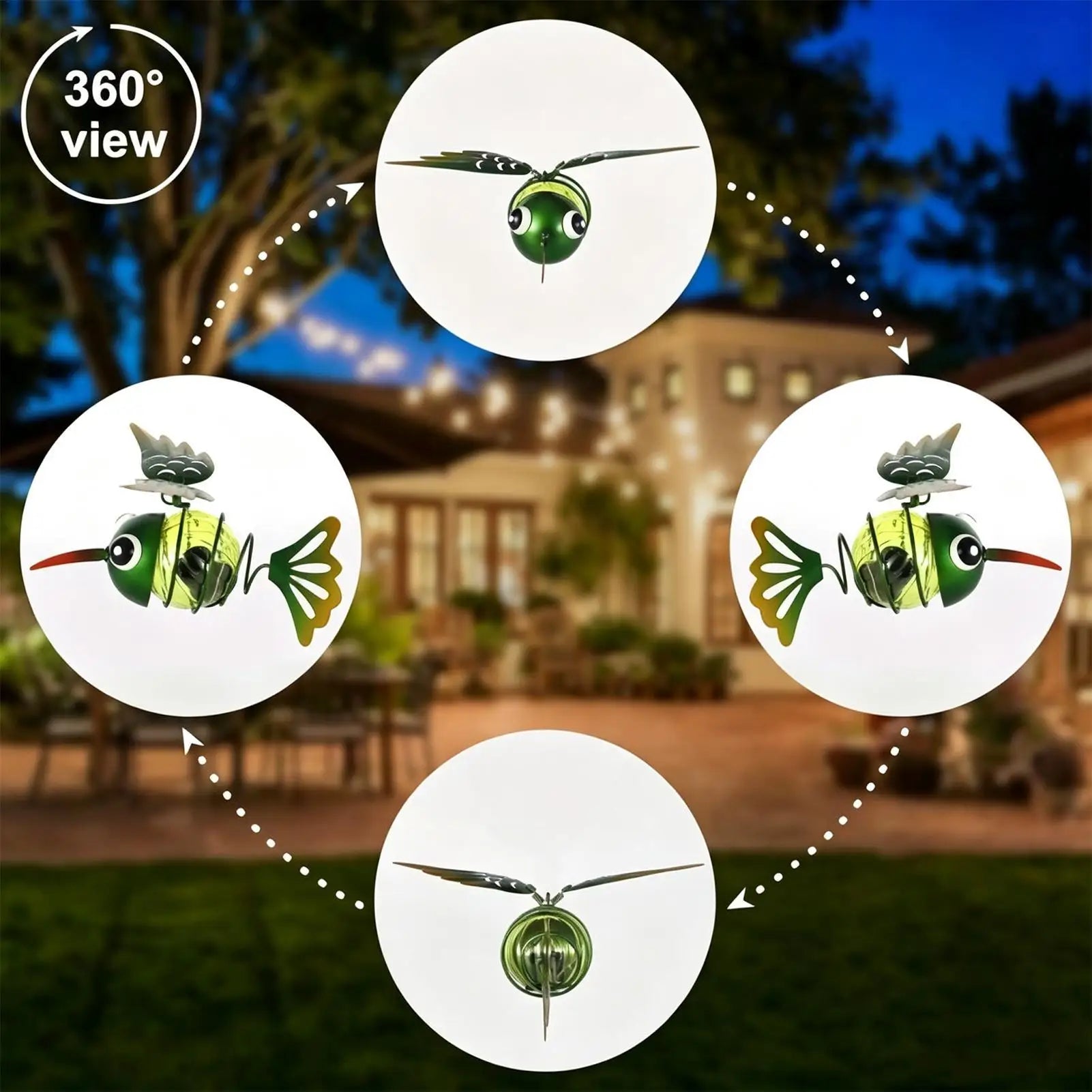 Hummingbird Solar Lights Outside Yard Hangable Animal Sculpture Decor Qme