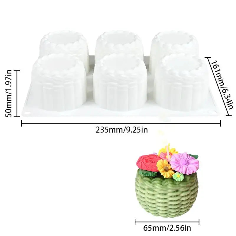 1 6 Cavity Woven Flower Basket Design French Mousse Cake Mould Qme White 6