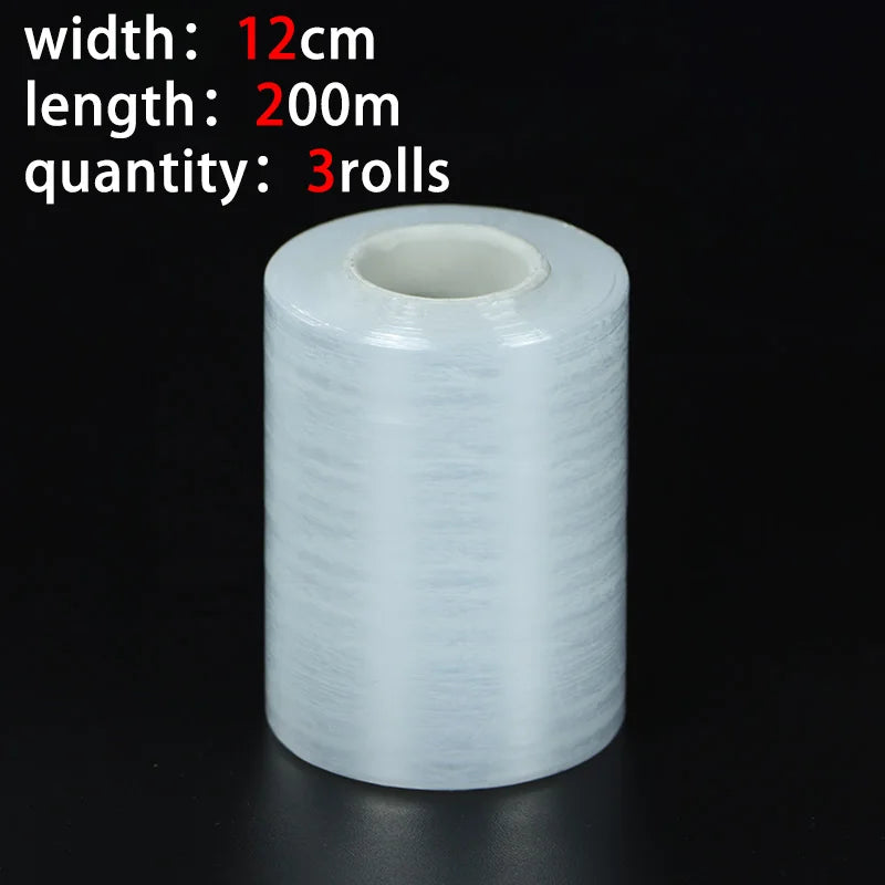 200 Meters Small Roll PE Stretch Film Sealing Film Protective Film Industrial Packaging Bottle Sealing Grafting Qme 120mm-3rolls