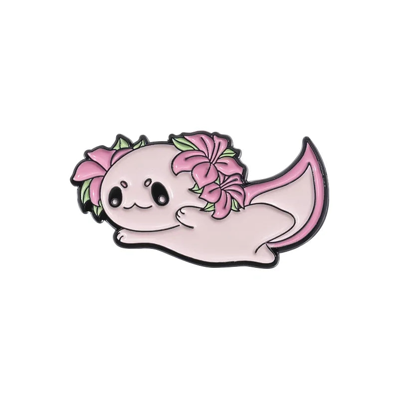 Cute Ocean Creatures Brooch Enamel Pins Cartoon Kawaii Axolotl Lapel Metal Badge Brooches for Backpack Jewelry Gift Qme style 4