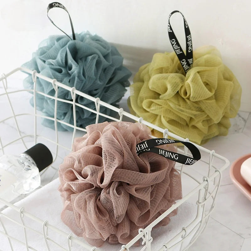 Colorful Mesh Pouf Shower Sponge With Loofah And Shower Ball Soft And Gentle On Skin Perfect For Bathing And Showering Qme