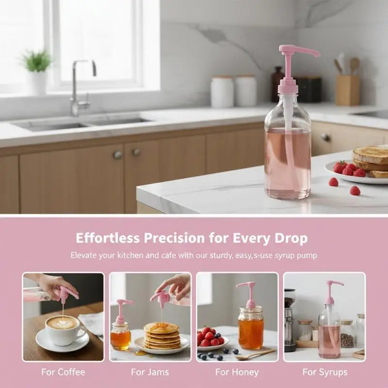 5X Syrup Pump Coffee Syrup Pump Dispenser Syrup Pump Press Action Pump Head For Coffee Syrups For Juice Bottle Dispenser Qme