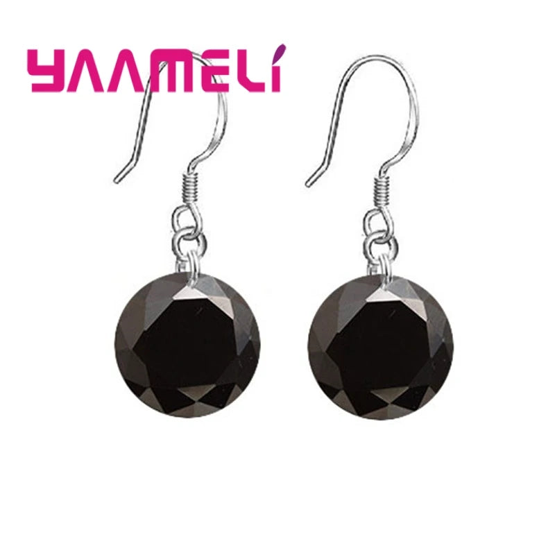 Bulk Sale Price 8 Colors Women Girls French Hook Earrings 925 Sterling Silver Color 8MM/10MM CZ Crystal Ball Jewelry 925 Stamped Qme
