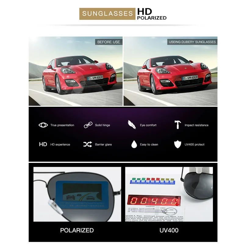 Luxury Men's Polarized Sunglasses Brand Designer Square Vintage Driving Sun Glasses UV400 Male Eyewear SunGlasses for Women Men Qme