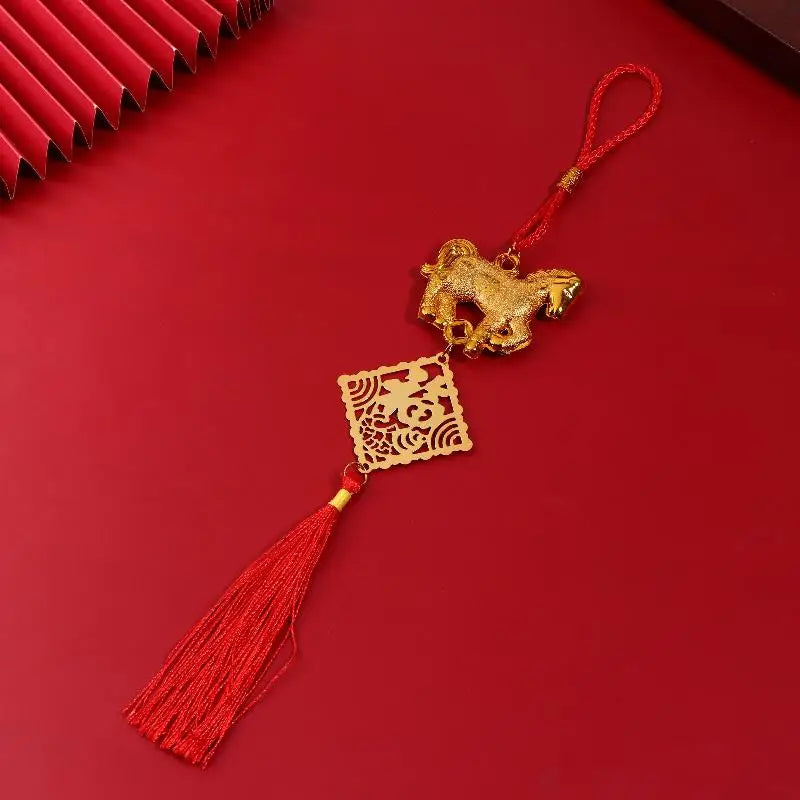 2026 Year Of The Horse Golden Plastic Zodiac Horse Pendant Lucky Spring Festival Home Car Hanging Ornaments New Year Gifts Qme style 2