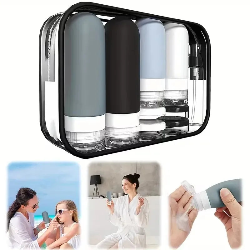 Silicone Travel Bottles Leak Proof Toiletry Containers Shampoo Qme