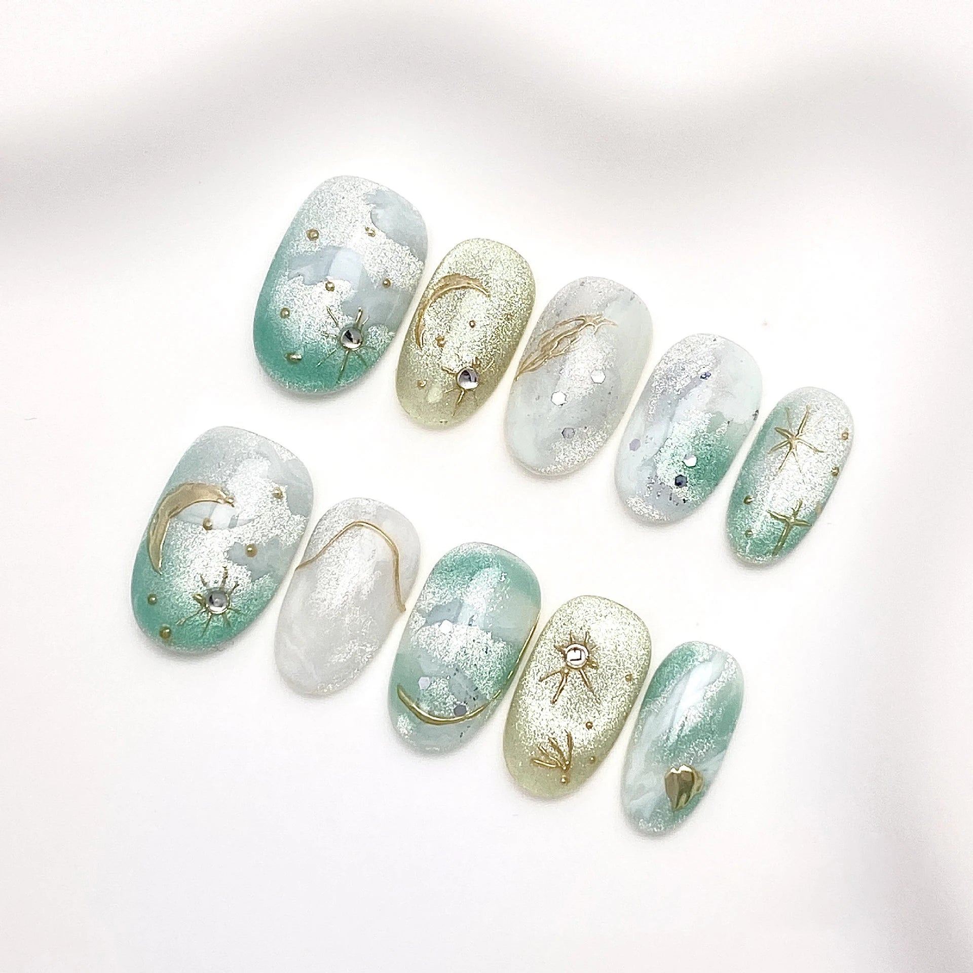 Fantasy Purple Pink Handmade Nails Tips Flower Short Oval False Nail Qme GJ-CDJ-ZB170-M