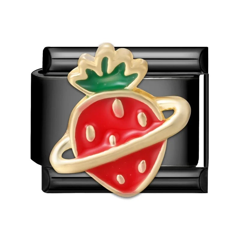 2025 Fashion Red Strawberry Love Heart Black Sun Moon Stars Italian