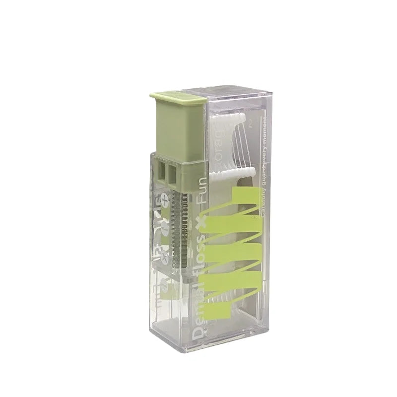 Automatic Dental Floss Storage Box Pop-up Dispenser Oral Hygiene Care Qme green