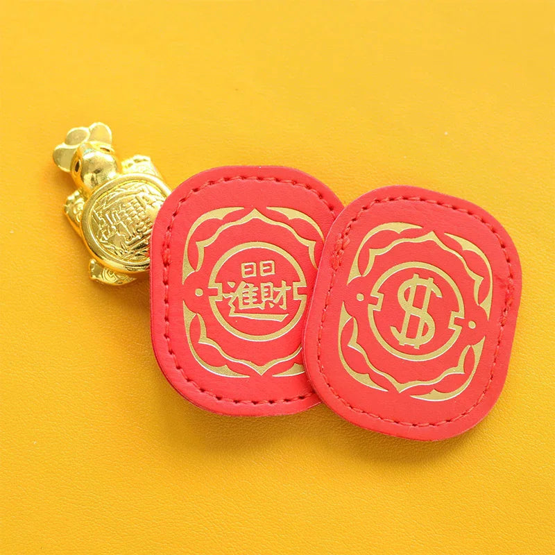 Fengshui Lucky Turtle Wallet Charm Money-biting Turtle Ornaments Decor With "Daily Wealth" For Longevity Financial Protection Qme