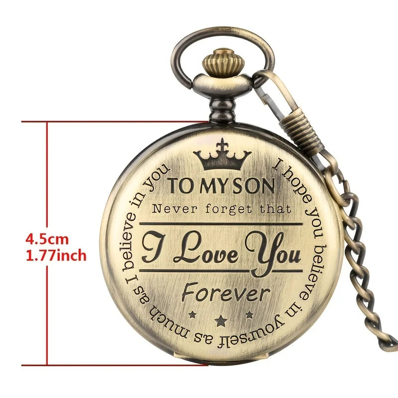 Keller Weber Engraved Pocket Watch To My Son I Love You Best Gift Quartz Pocket Watch Chain Fob Watches, Men Gift Present Qme