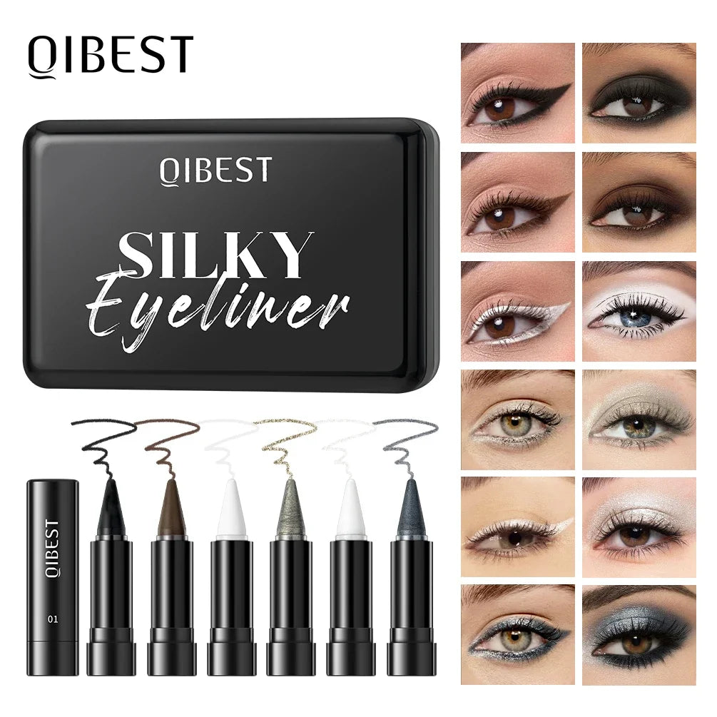 Qibest 2 In 1 Eye Shadow Eyeliner Pencil Set,matte Silk,smooth and Easy To Apply,non Smudging and Non Fading,natural Makeup Sets Qme Eyeliner Sets Full Size