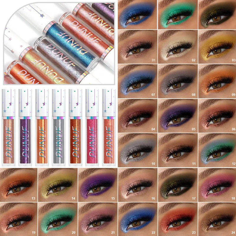 24color Eyeshadow Stick Liquid Eyeliner Metallic Color Green Pearlescent Glitter Eye Shadow Waterproof High Gloss Makeup Pigment Qme