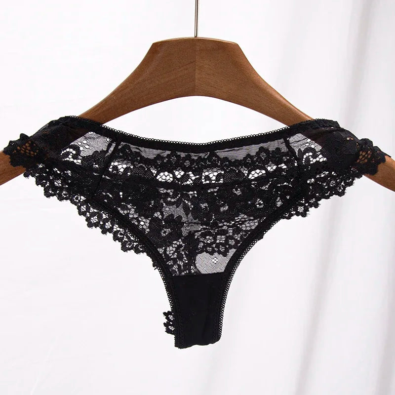 Women Panties Sexy Underwear Black Lace Panties Lingerie Female Floral Lace Briefs Perspective Finetoo Design Ladies Pantys Qme