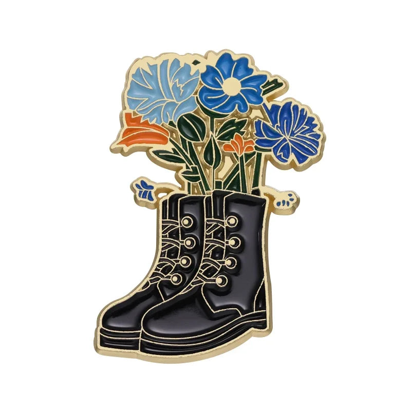 Beautifully Boots Flowers Pot Brooch Enamel Pin Cute Cartoon Shoe Plant Badge Lapel Backpack Fashion Jewelry Gift Wholesale Qme style 1