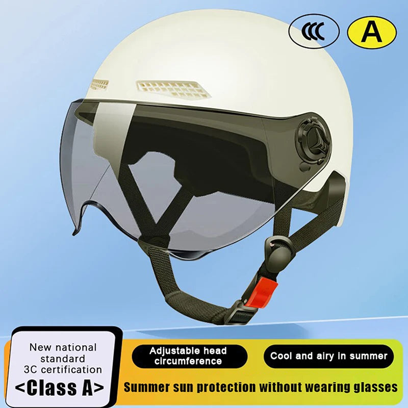 3C Certified Men's Women's Adult Cartoon Electric Bicycle Motorcycle Qme White A Sunscreen