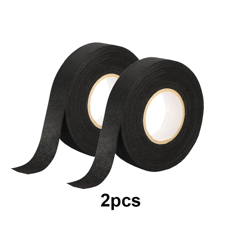 15/25M Wire Harness Automotive Cloth Tape Adhesive High Noise Resistance Heat Proof Fabric Electrical Tape for Wrapping Wiring Qme 2pcs 25M(82.02ft) 9mm