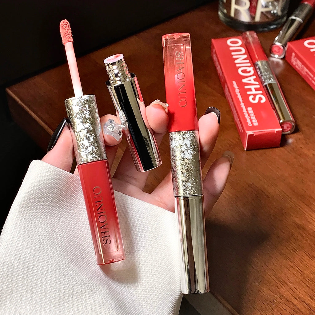 SHAQINUO Colorful Double-head Lip Glaze Mud Two-in-one Matte Mirror Qme