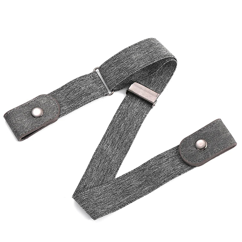 Buckle-free Waist Belt Jeans Pants No Buckle Stretch Elastic Women Qme Gray